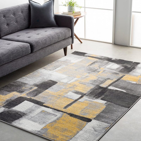 Surya Pepin Pei-1020 Black, Medium Gray, Mustard, Cream Rugs.