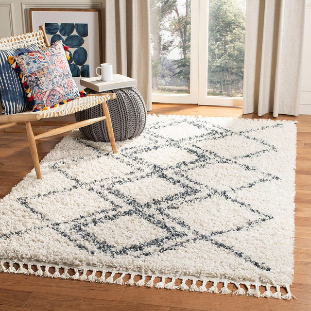 Safavieh Pro Lux Shag Plx432A Cream / Blue Rugs.