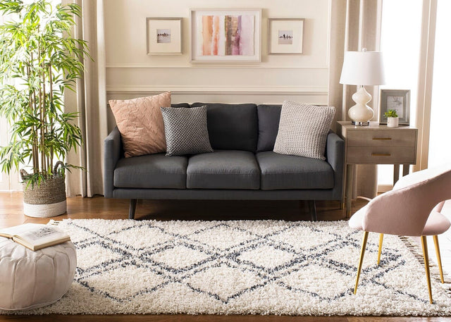 Safavieh Pro Lux Shag Plx432A Cream / Blue Rugs.