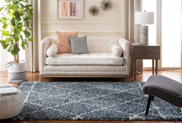 Safavieh Pro Lux Shag Plx433L Cream / Blue Rugs.