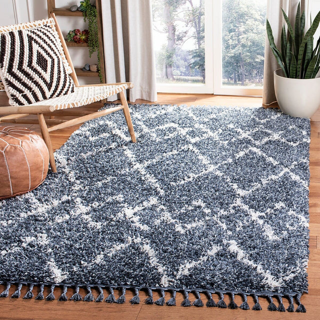 Safavieh Pro Lux Shag Plx434L Cream / Blue Rugs.