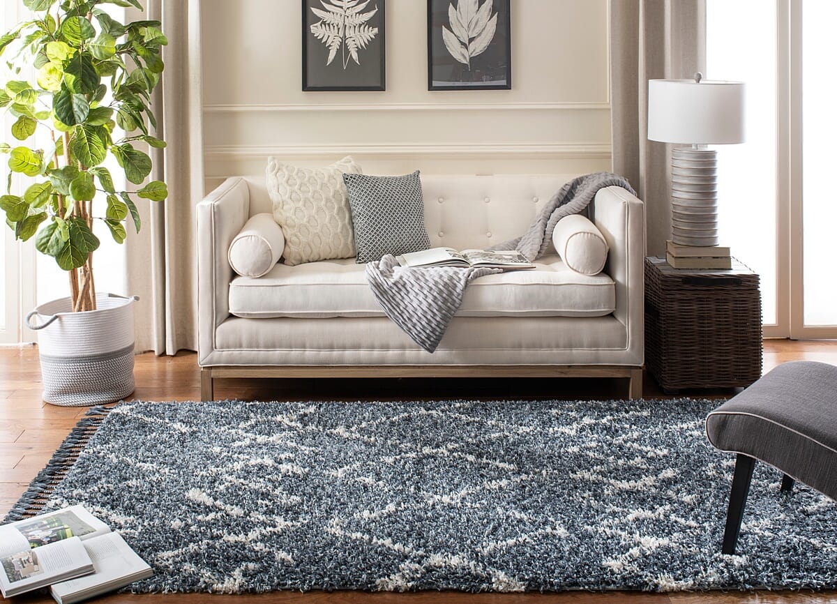 Safavieh Pro Lux Shag Plx434L Cream / Blue Rugs.
