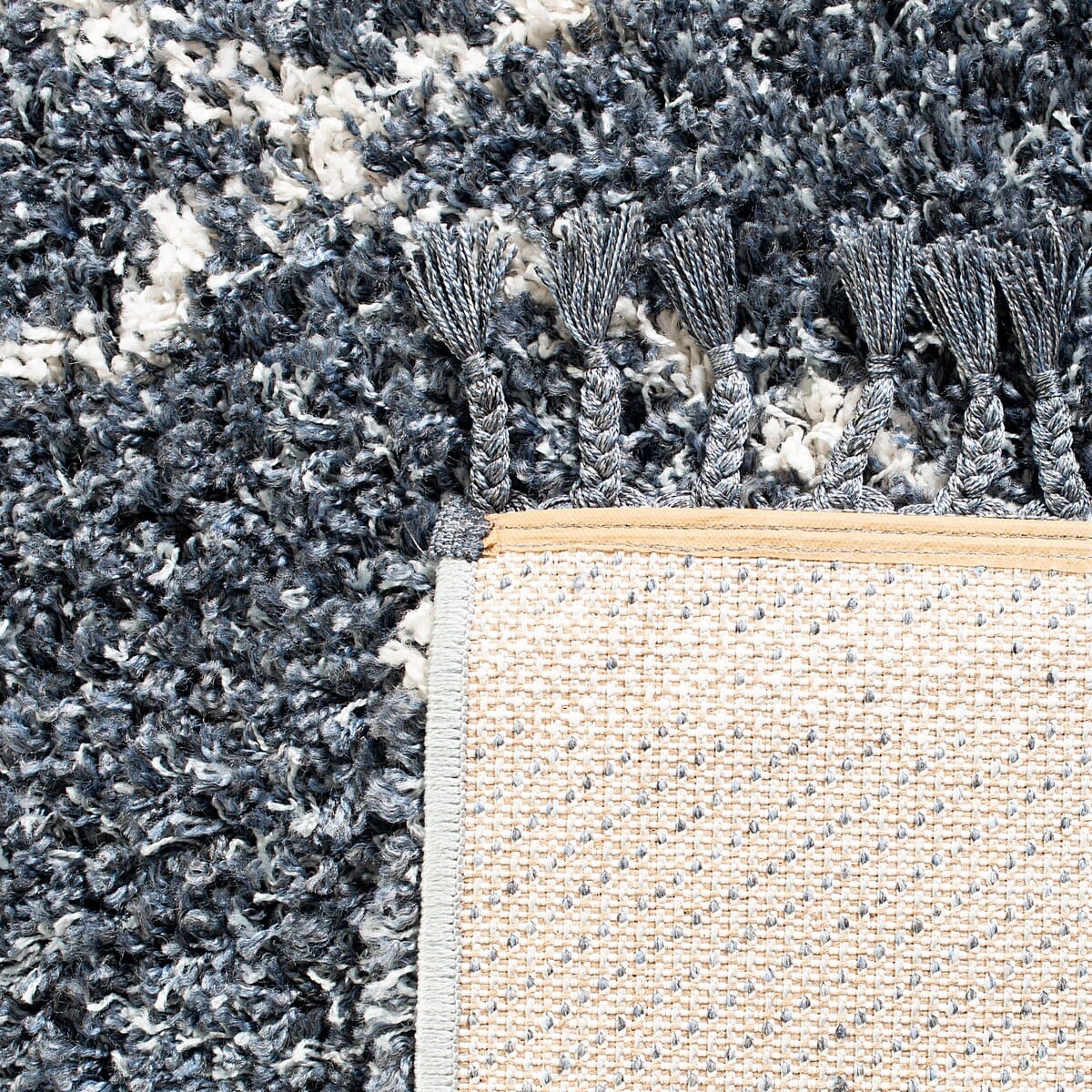 Safavieh Pro Lux Shag Plx435L Cream / Blue Rugs.