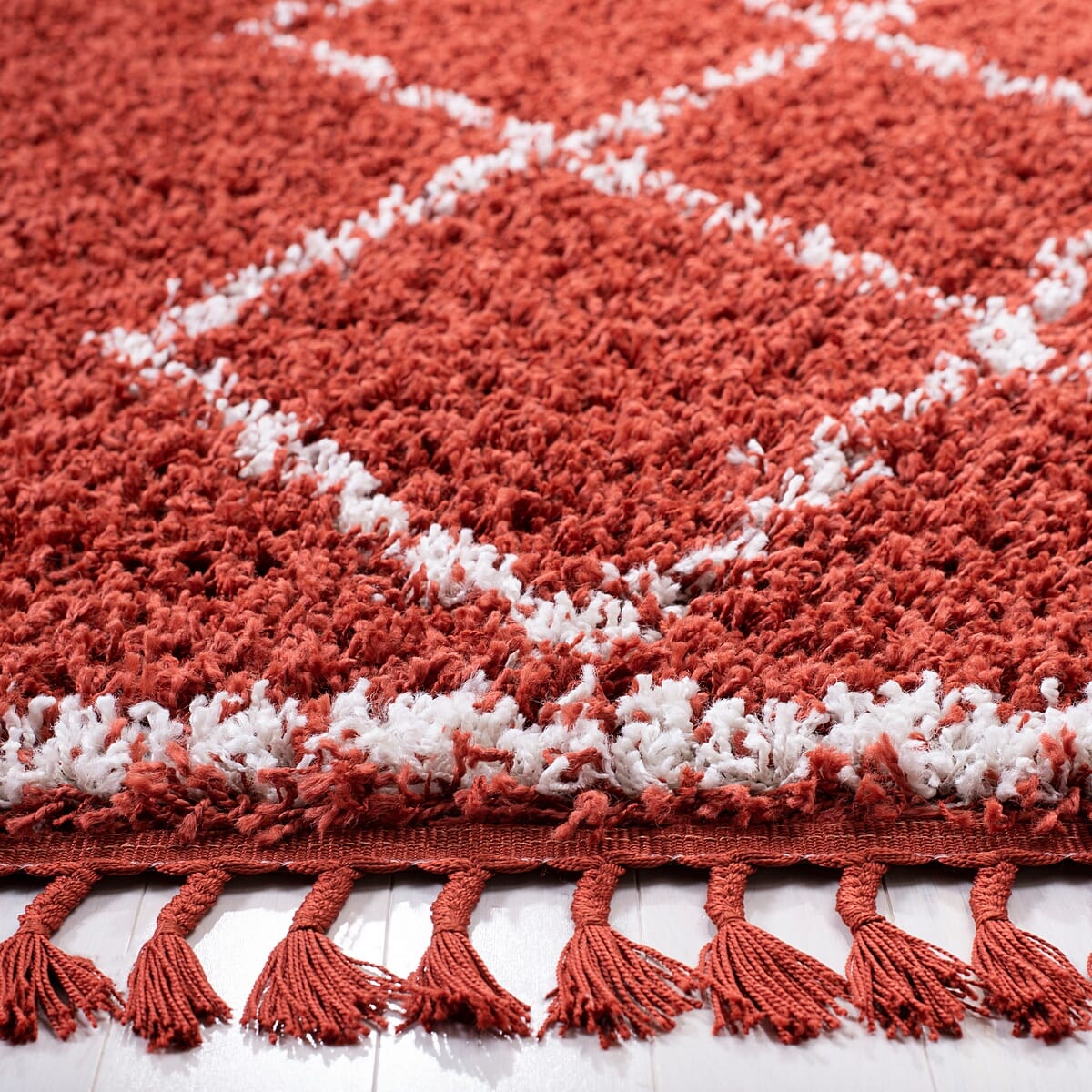 Safavieh Pro Lux Shag Plx435P Rust / Creme Rugs.