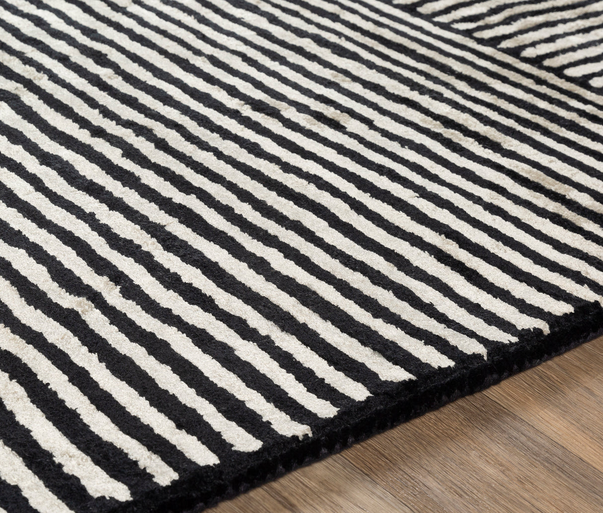 Surya Quartz Qtz-5037 Black, Ivory Rugs.
