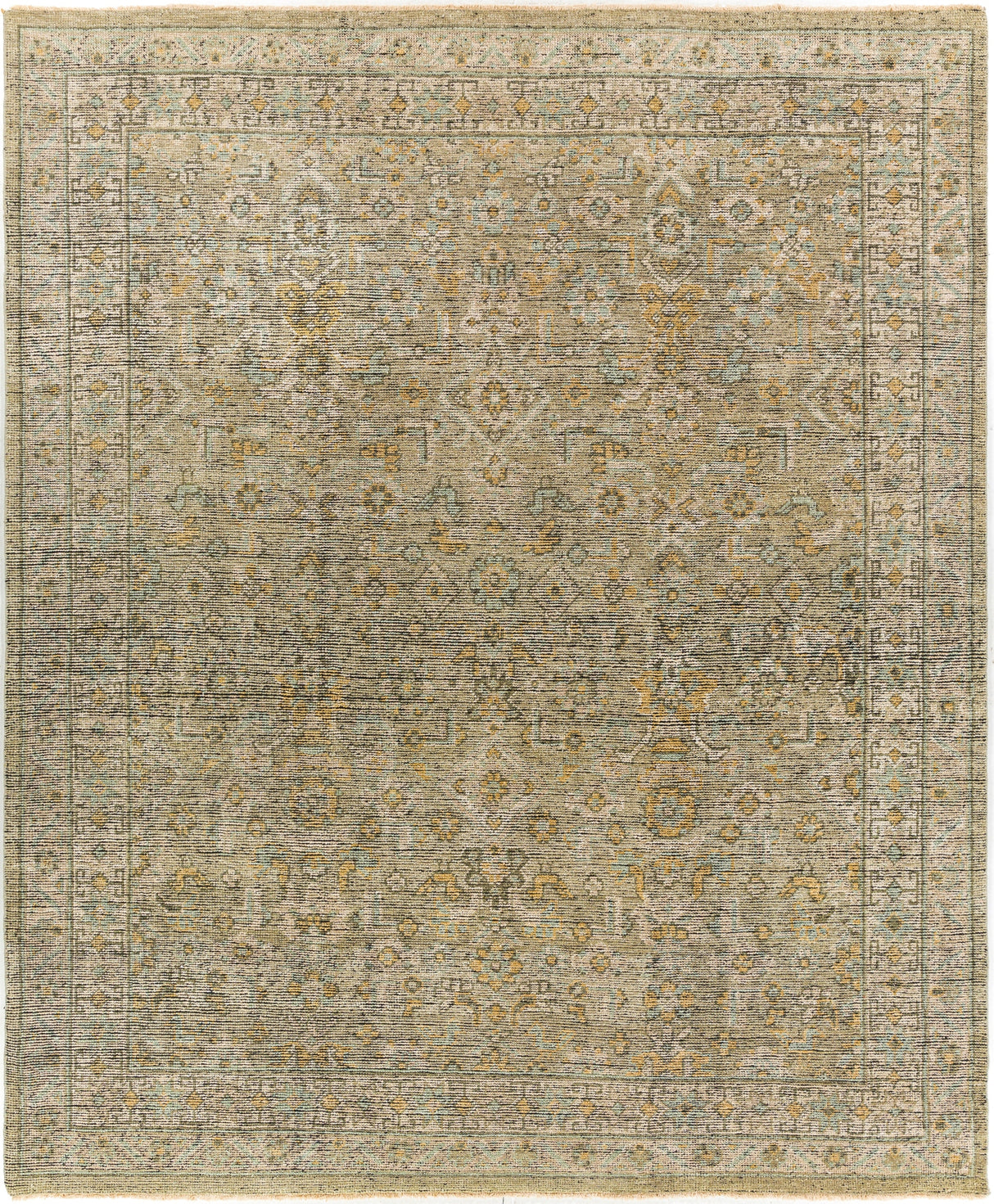 Surya Reign Reg-2303 Sage, Camel, Saffron, Grass Green Rugs.