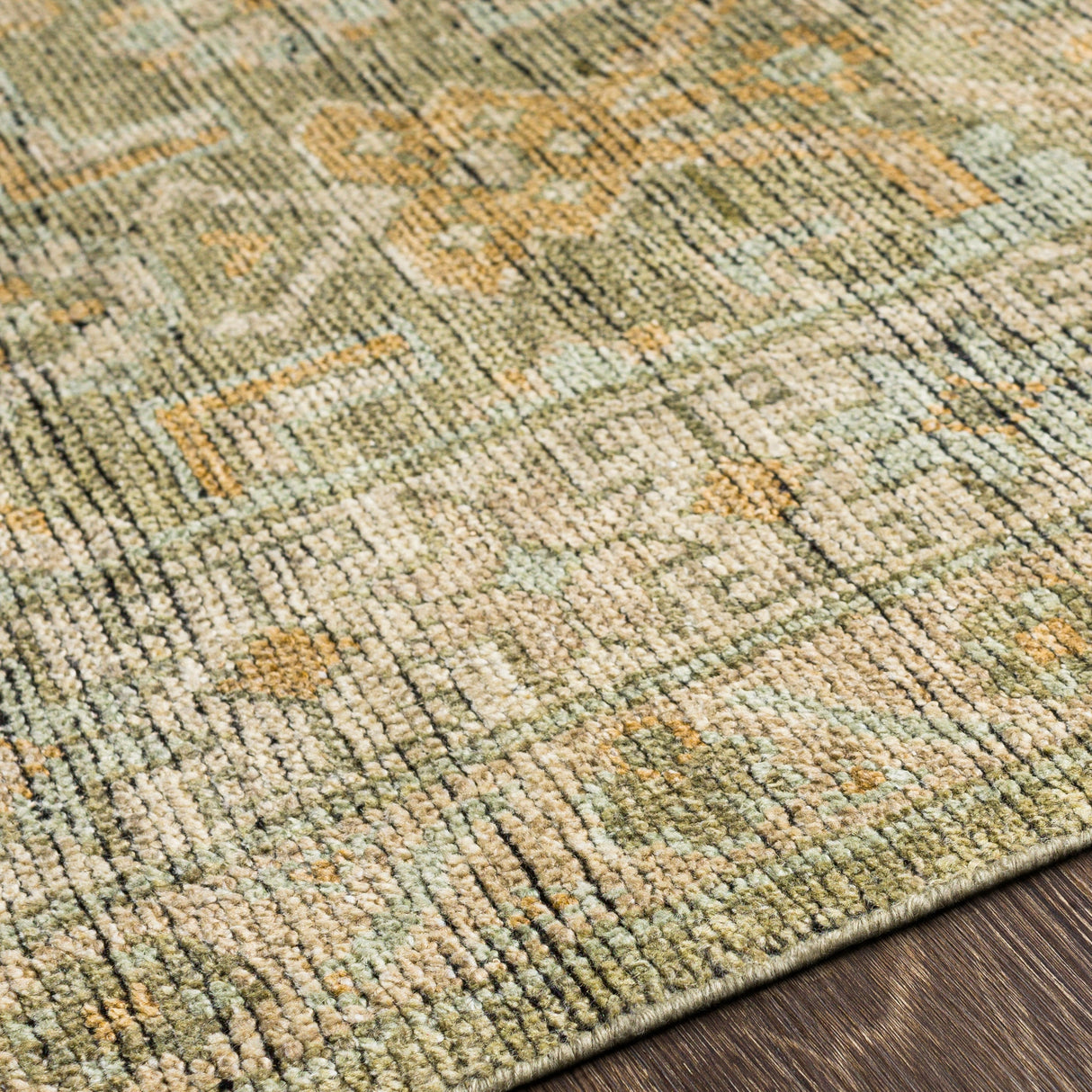 Surya Reign Reg-2303 Sage, Camel, Saffron, Grass Green Rugs.
