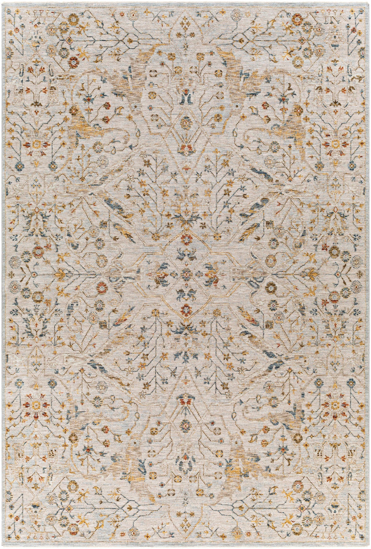 Surya Reina Ren-2302 Light Gray, Denim, Cream, Tan Rugs.