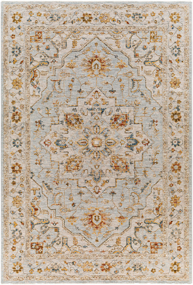 Surya Reina Ren-2304 Light Gray, Cream, Denim, Mustard Rugs.