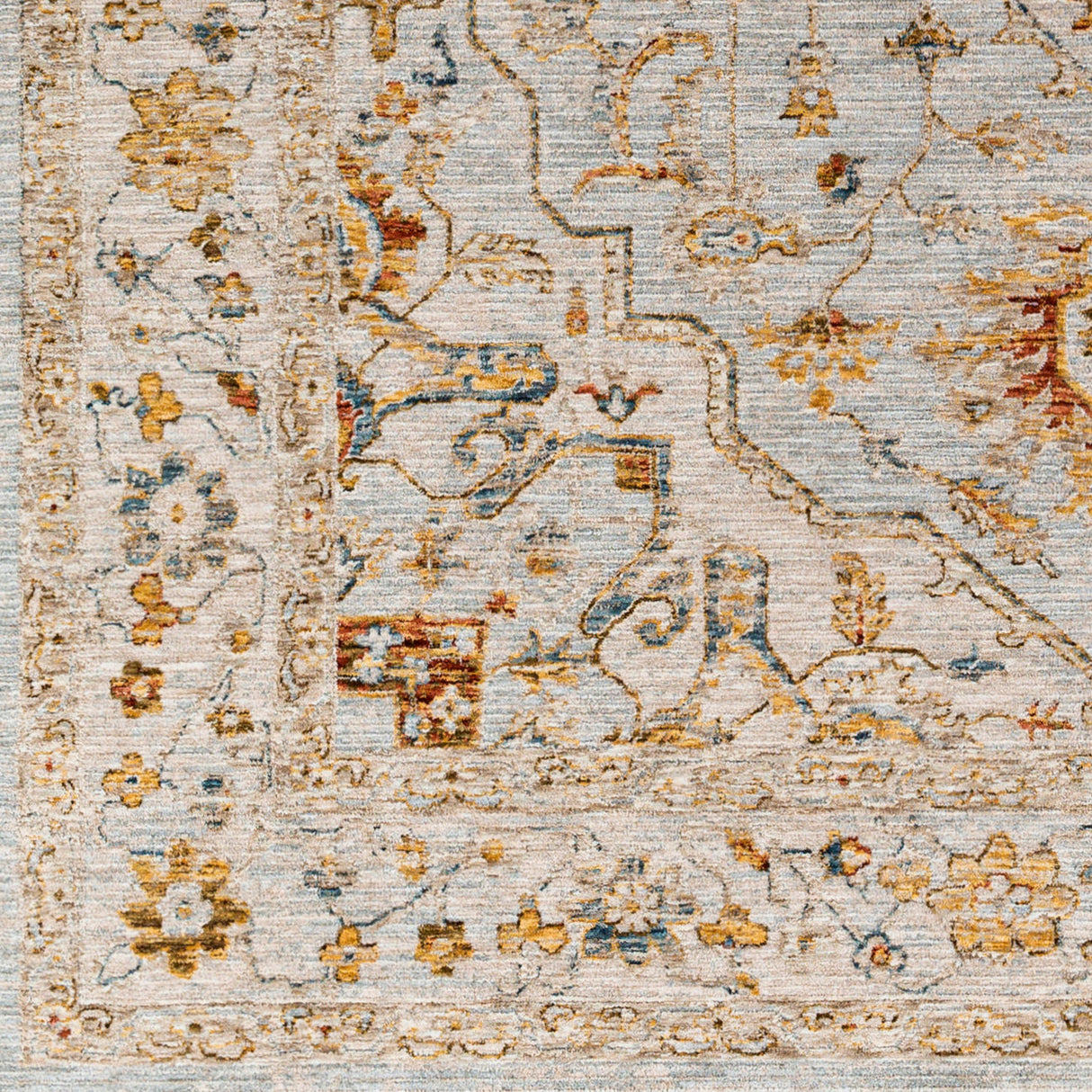 Surya Reina Ren-2304 Light Gray, Cream, Denim, Mustard Rugs.