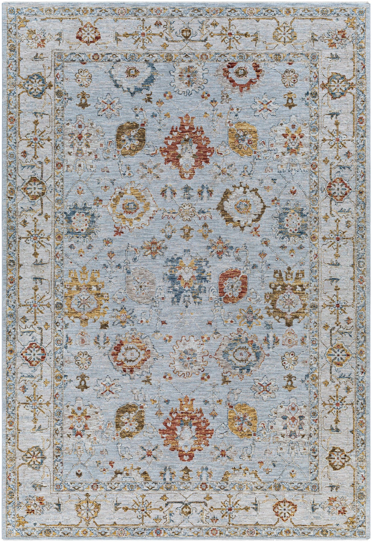 Surya Reina Ren-2306 Light Gray, Cream, Denim, Rust Rugs.