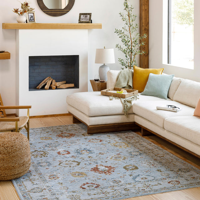 Surya Reina Ren-2306 Light Gray, Cream, Denim, Rust Rugs.