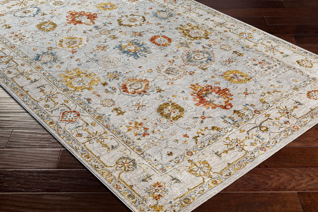 Surya Reina Ren-2307 Light Gray, Cream, Denim, Rust Rugs.