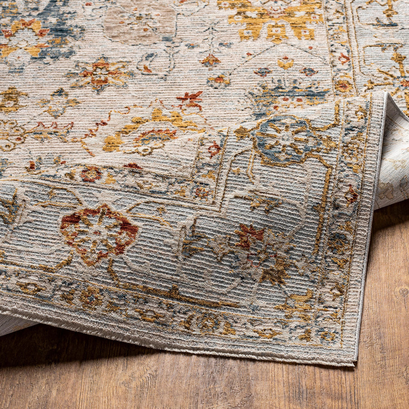 Surya Reina Ren-2309 Light Gray, Cream, Denim, Rust Rugs.