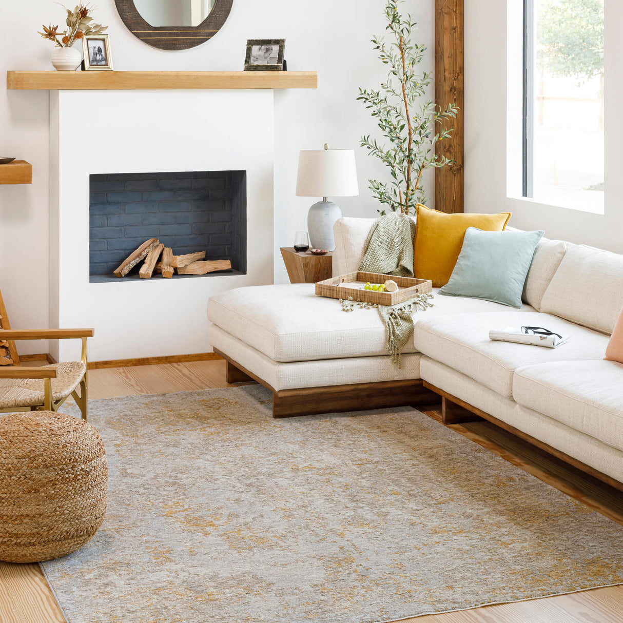 Surya Reina Ren-2310 Light Gray, Light Brown, Medium Gray, Mustard Rugs.