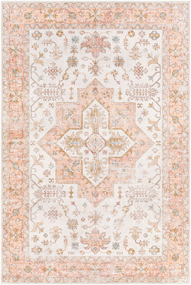 Surya Machine Washable Regen Rge-2306 Beige, Dusty Pink Rug.