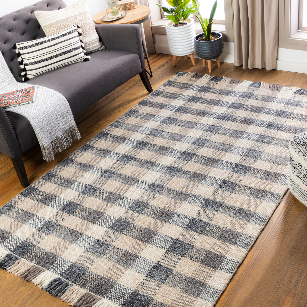 Surya Reliance Rli-2308 Charcoal, Dark Brown, Taupe, Beige Rugs.