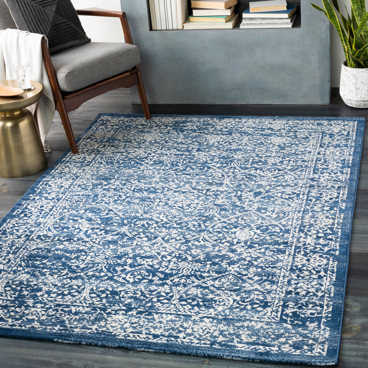 Surya Roma Rom-2301 Navy, Denim, Cream Rugs.
