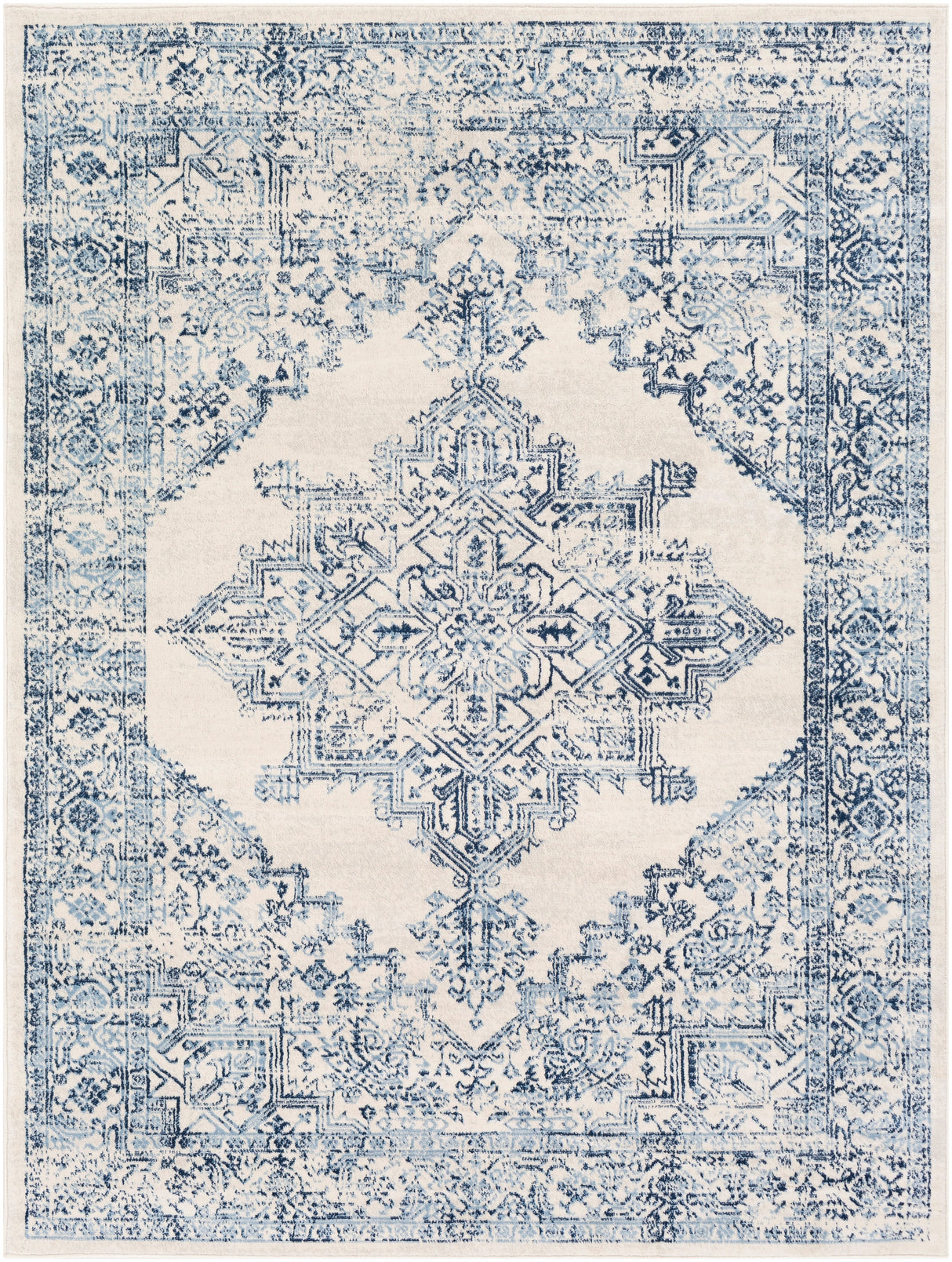 Surya Roma Rom-2323 White, Light Gray, Dark Blue, Medium Gray Rugs.