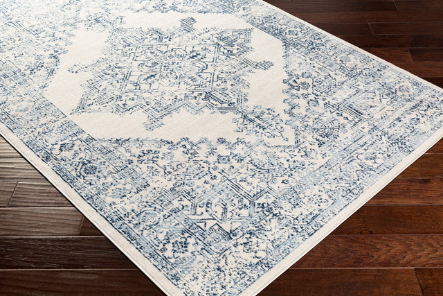 Surya Roma Rom-2323 White, Light Gray, Dark Blue, Medium Gray Rugs.