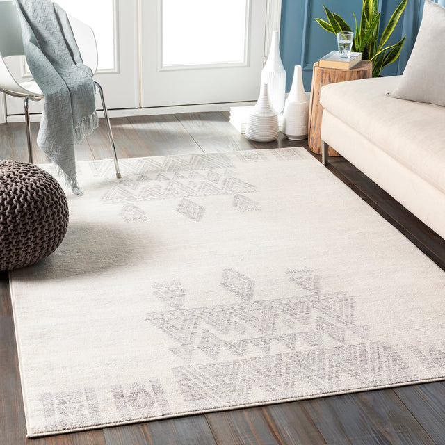 Surya Roma Rom-2325 White, Light Gray, Medium Gray Rugs.