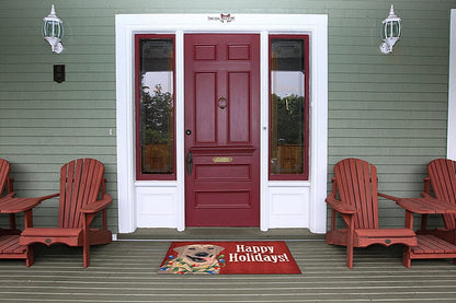 Liora Manne Frontporch Happy Holidays 1561/24 Red Christmas Area Rug