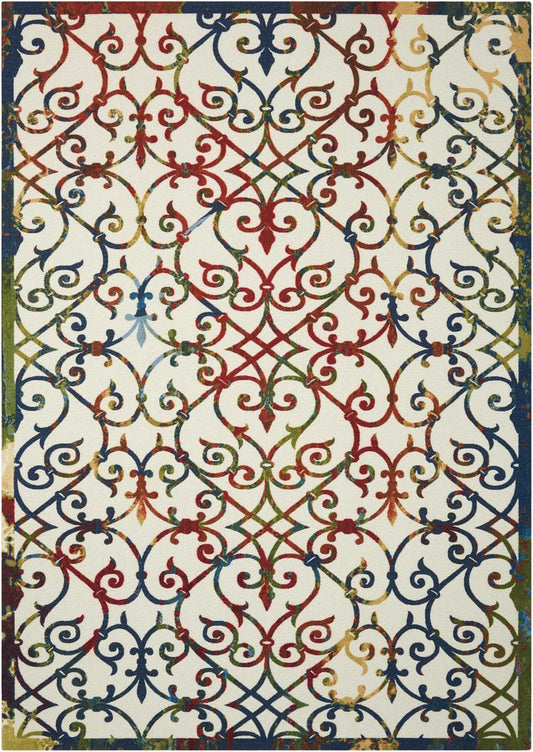 Nourison Home And Garden Rs093 Multicolor Damask Area Rug