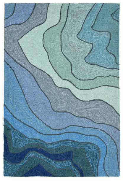 Liora Manne Ravella Mykonos 2267/03 Blue, Navy, Sage Organic / Abstract Area Rug