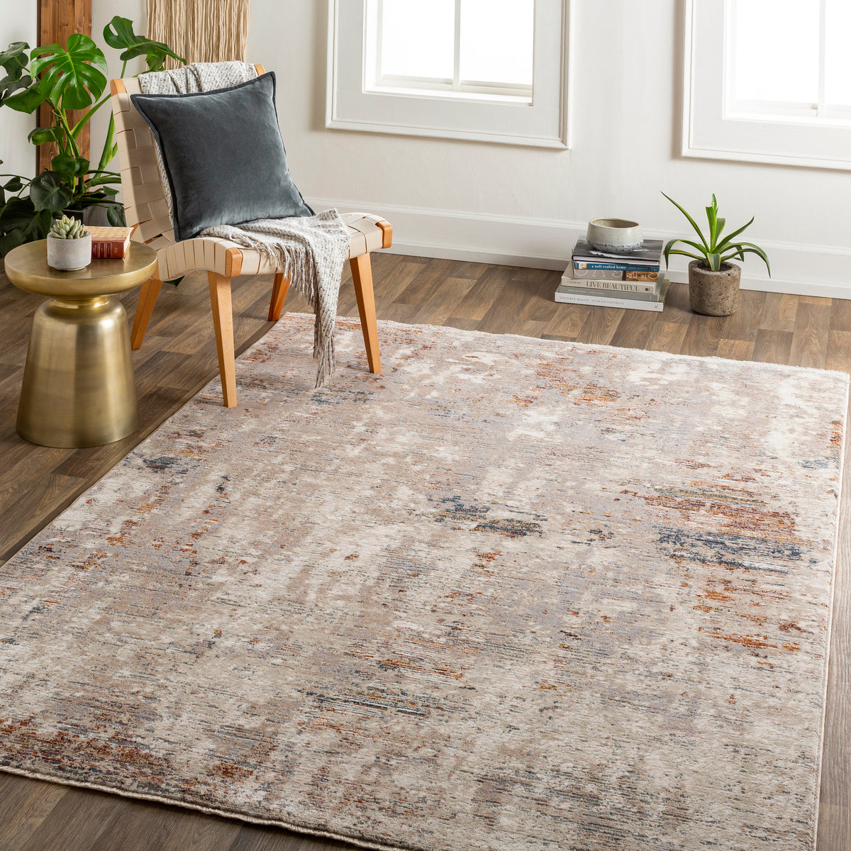 Surya Arya Rya-2304 Light Gray, White Rug.