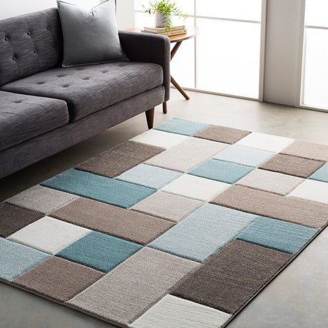 Surya Santa Monica Sac-2300 Aqua, Dark Brown, Taupe, White Rugs.