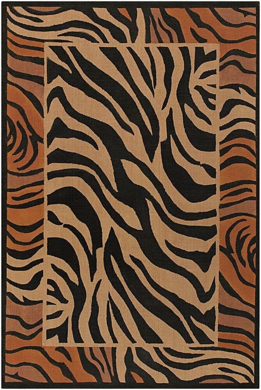 Chandra Safari Saf15003 Brown / Black / Orange / Tan Animal Prints /Images Area Rug