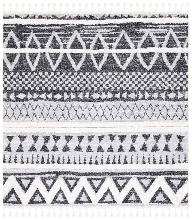 Safavieh Moroccan Tassel Shag Mts634F Grey/Black Rug.