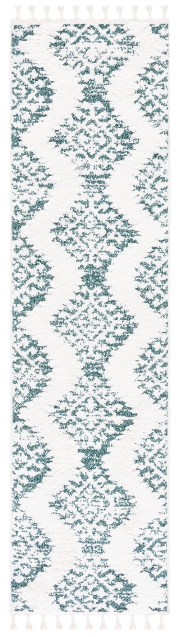Safavieh Moroccan Tassel Shag Mts652Y Green/Ivory Rug.
