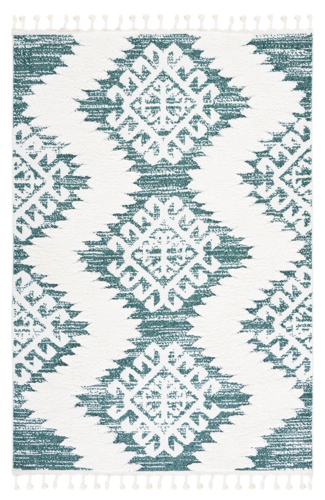 Safavieh Moroccan Tassel Shag Mts652Y Green/Ivory Rug.