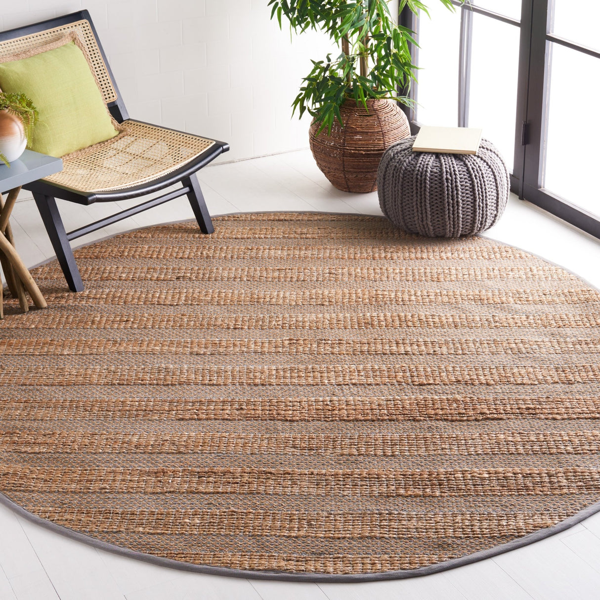 Safavieh Natural Fiber Nfb654F Grey/Natural Rug.