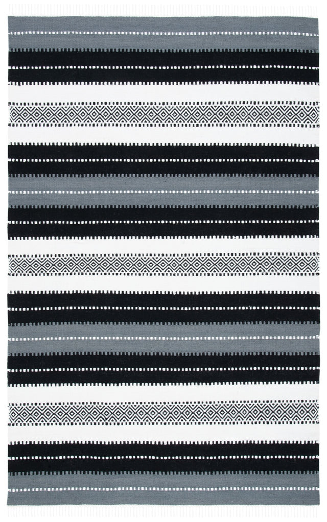 Safavieh Striped Kilim Stk103Z Black/Ivory Rug.