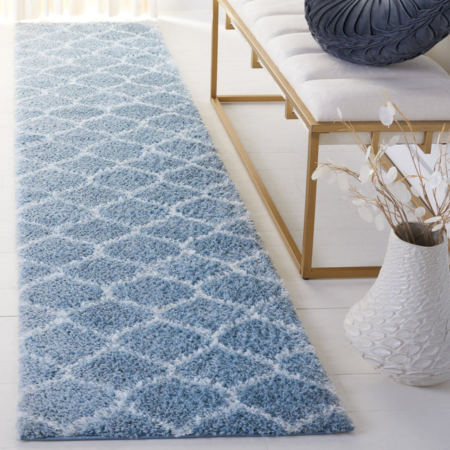 Safavieh Tahoe Shag Tho677M Blue/White Rug.