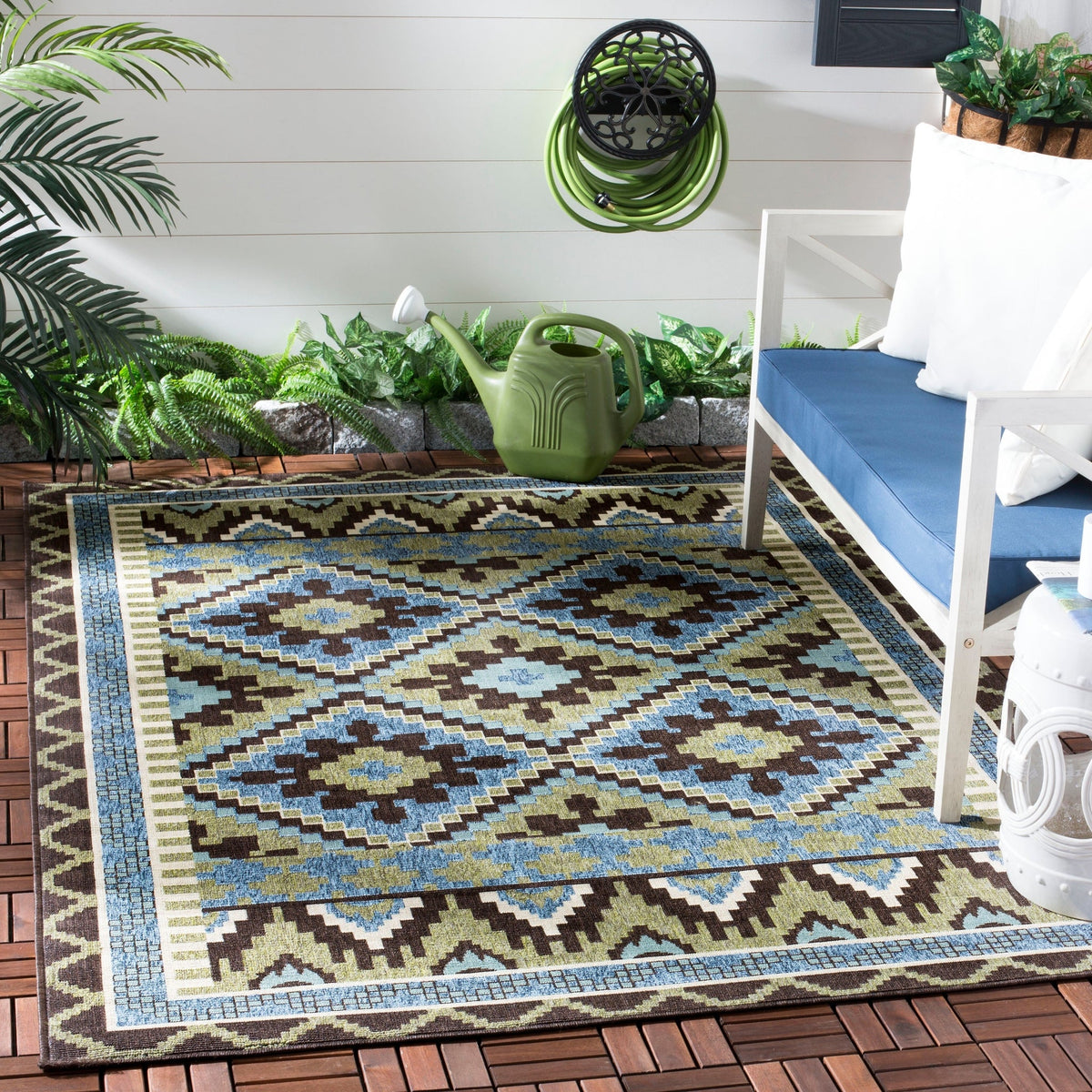 Safavieh Veranda Ver096 Green/Chocolate Rug.
