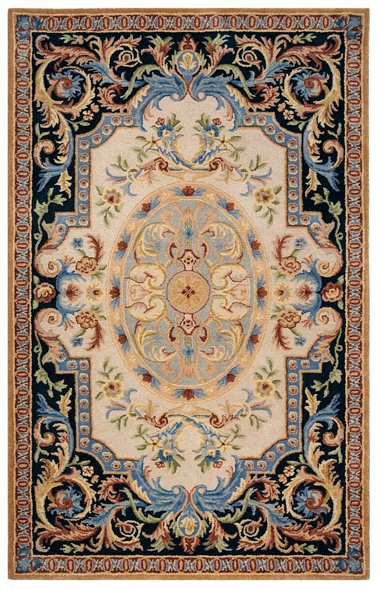 Safavieh Savonnerie Sav116N Ivory / Navy Rugs.