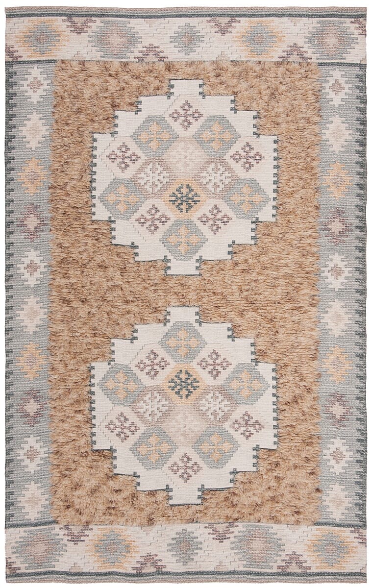 Safavieh Saffron Sfn108B Taupe / Ivory Rugs.
