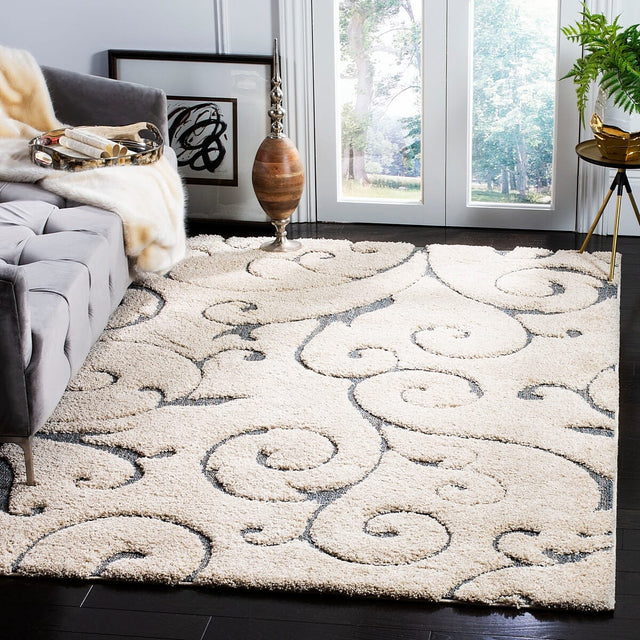Safavieh Shag Sg455-1155 Cream / Dark Blue Rugs.