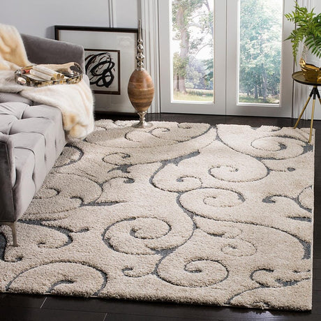 Safavieh Shag Sg455-1160 Cream / Light Blue Rugs.