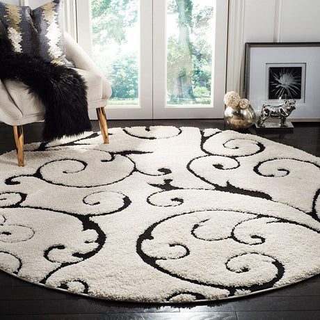 Safavieh Shag Sg455-1290 Ivory / Black Rugs.