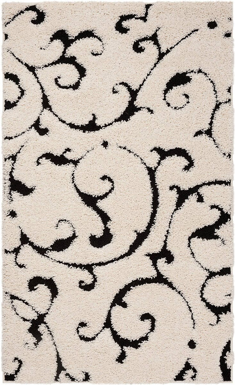 Safavieh Shag Sg476-1290 Ivory / Black Rugs.
