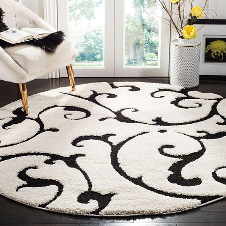 Safavieh Shag Sg476-1290 Ivory / Black Rugs.