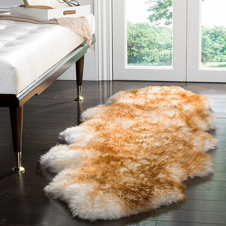 Safavieh Sheepskin Shag Shs121D Off White / Coco Brown Rugs.