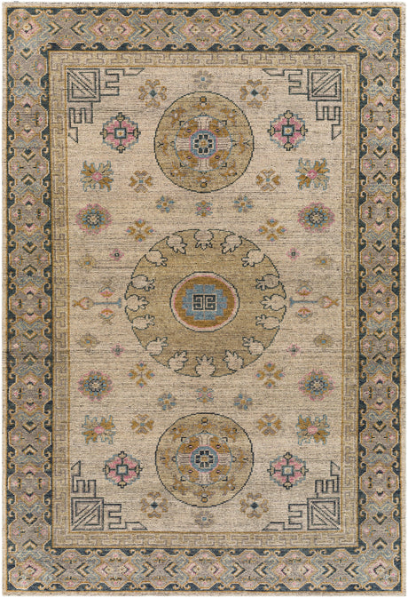Surya Smyrna Smy-2301 Dark Green, Wheat, Pale Pink, Denim Rugs.
