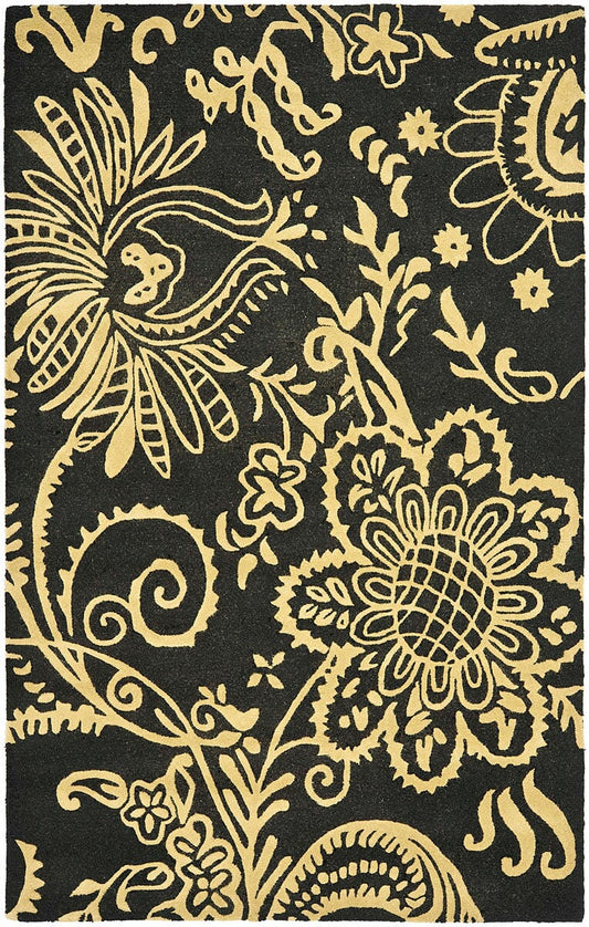Safavieh Soho Soh832A Black / Green Floral / Country Area Rug