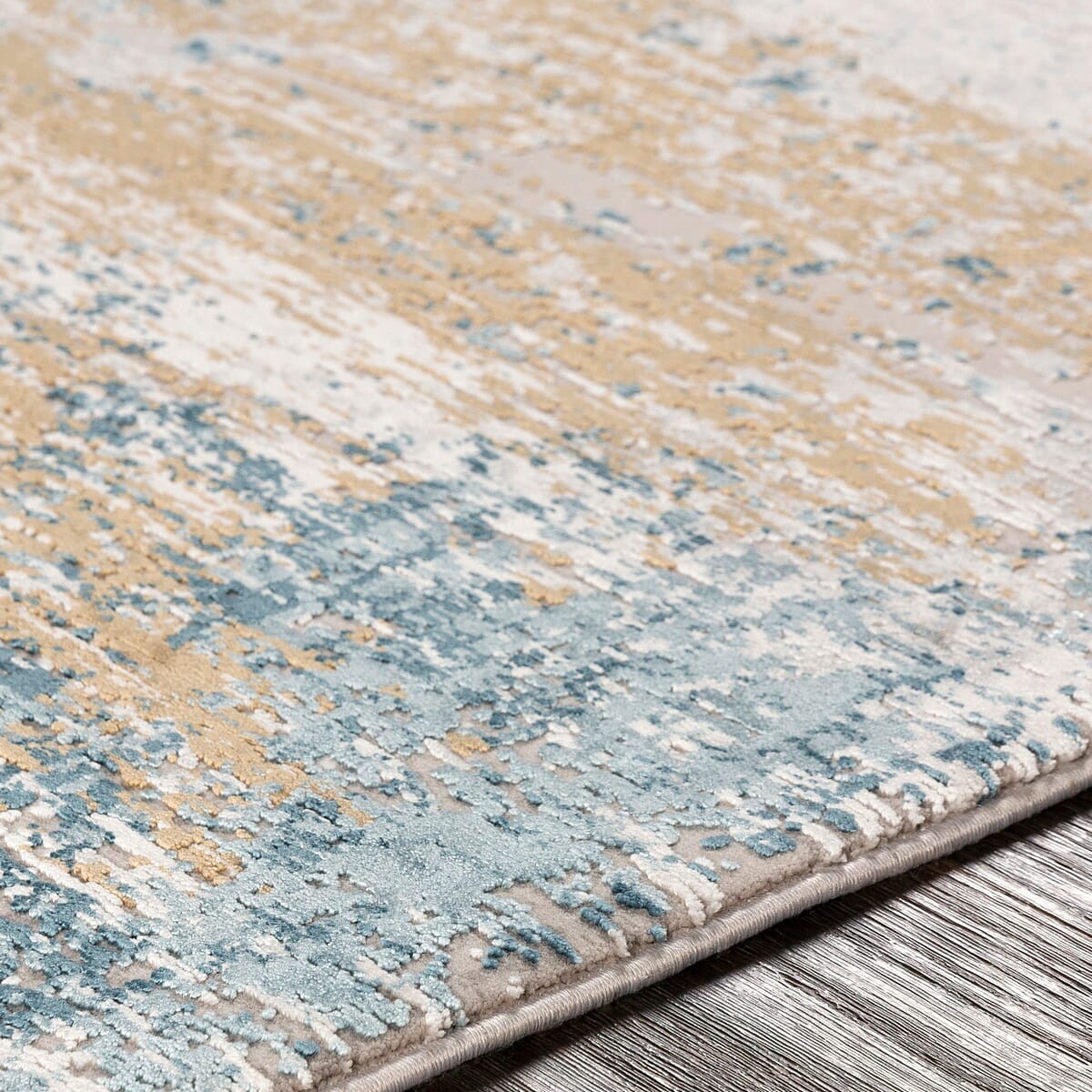 Surya Solar Sor-2301 Sky Blue, Dark Blue, Bright Yellow Rugs.