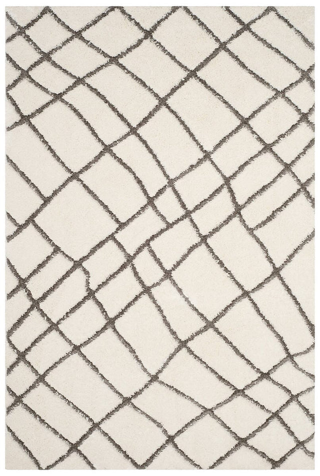 Safavieh Sparta Shag Spg512C Ivory / Grey Rugs.
